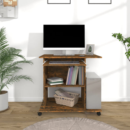 Scrivania per Computer Rovere Fumo 80x50x75cm Legno Multistrato - homemem39