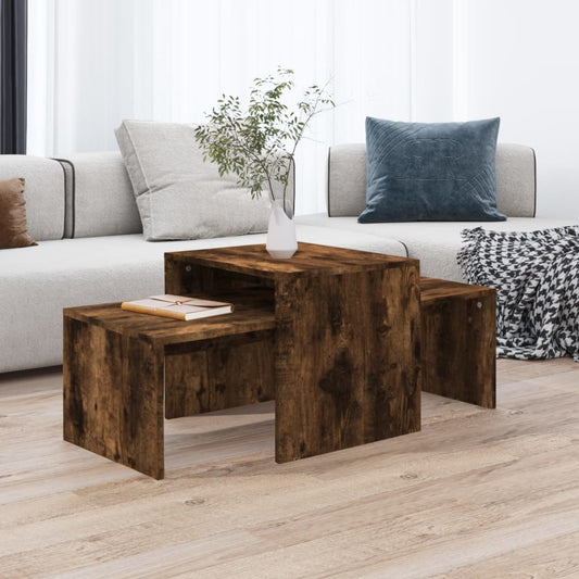 Set Tavolini Salotto Rovere Fumo 100x48x40 cm Legno Multistrato | homemem39