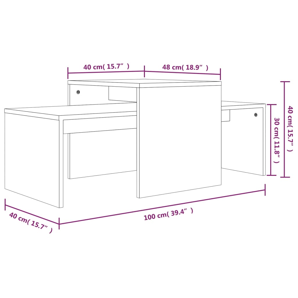 Set Tavolini Salotto Rovere Marrone 100x48x40 cm Multistrato | homemem39