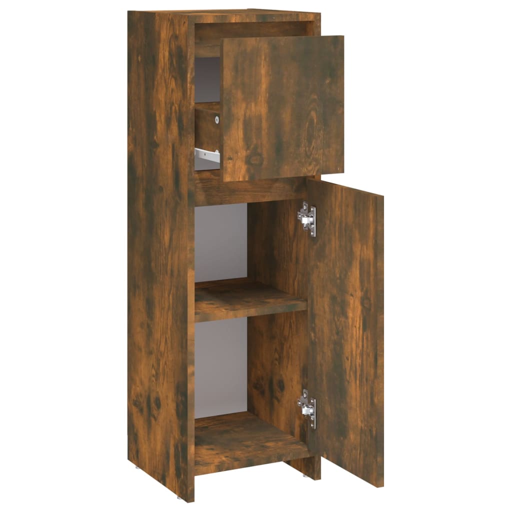 Armadietto Bagno Rovere Fumo 30x30x95 cm in Legno Multistrato | homemem39