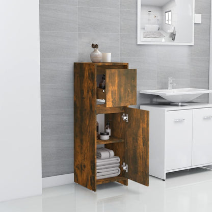 Armadietto Bagno Rovere Fumo 30x30x95 cm in Legno Multistrato | homemem39