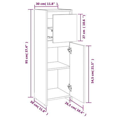 Armadietto Bagno Rovere Fumo 30x30x95 cm in Legno Multistrato | homemem39