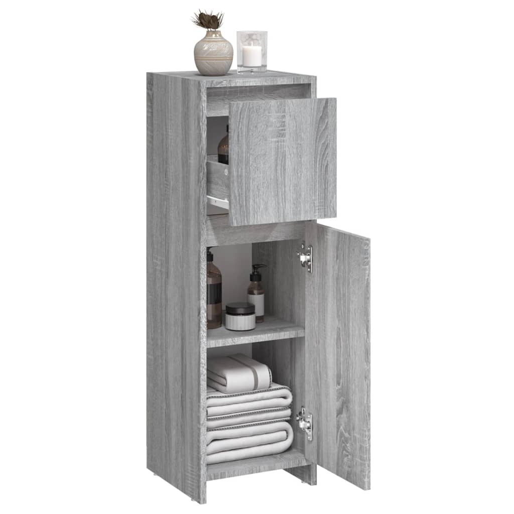 Armadietto Bagno Grigio Sonoma 30x30x95 cm in Legno Multistrato | homemem39