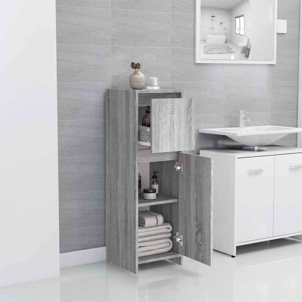 Armadietto Bagno Grigio Sonoma 30x30x95 cm in Legno Multistrato | homemem39