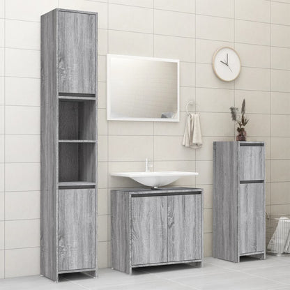 Armadietto Bagno Grigio Sonoma 30x30x95 cm in Legno Multistrato | homemem39