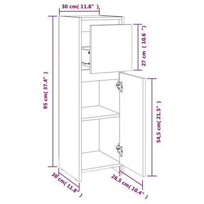 Armadietto Bagno Grigio Sonoma 30x30x95 cm in Legno Multistrato | homemem39
