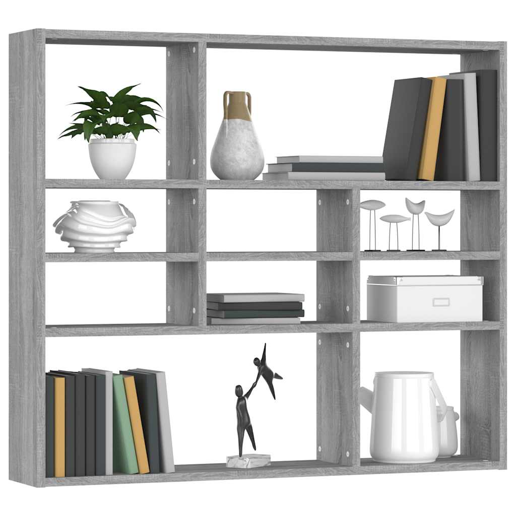 Mensola a Muro Grigio Sonoma 90x16x78 cm in Legno Multistrato | homemem39