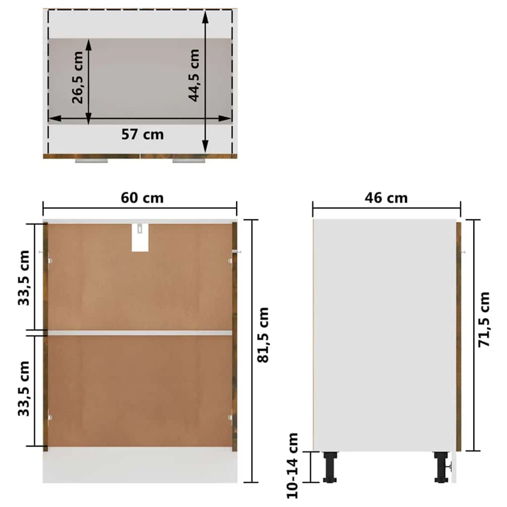 Mobiletto “Lyon” Rovere Fumo 60x46x81,5 cm | homemem39