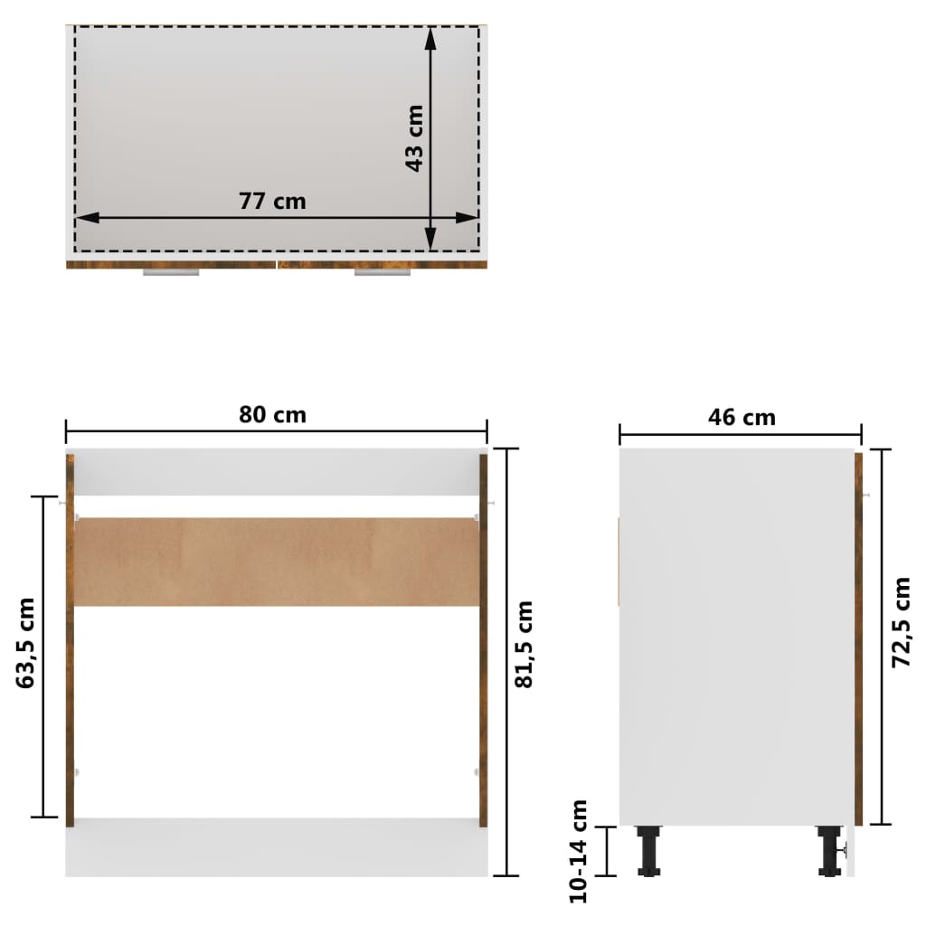 Mobile Sottolavello “Lyon” Rovere Fumo 80x46x81,5 cm - homemem39