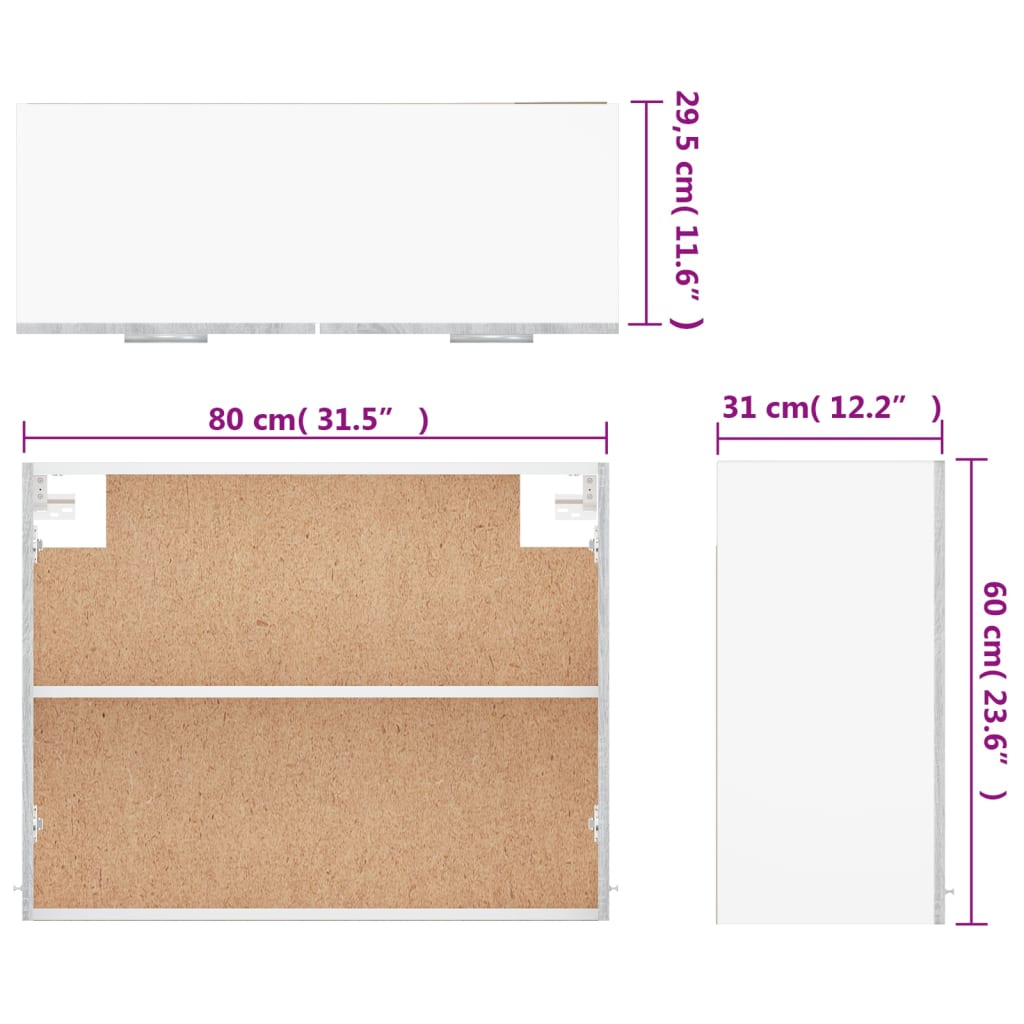 Mobile Pensile “Lyon” Grigio Sonoma 80x31x60 cm | homemem39