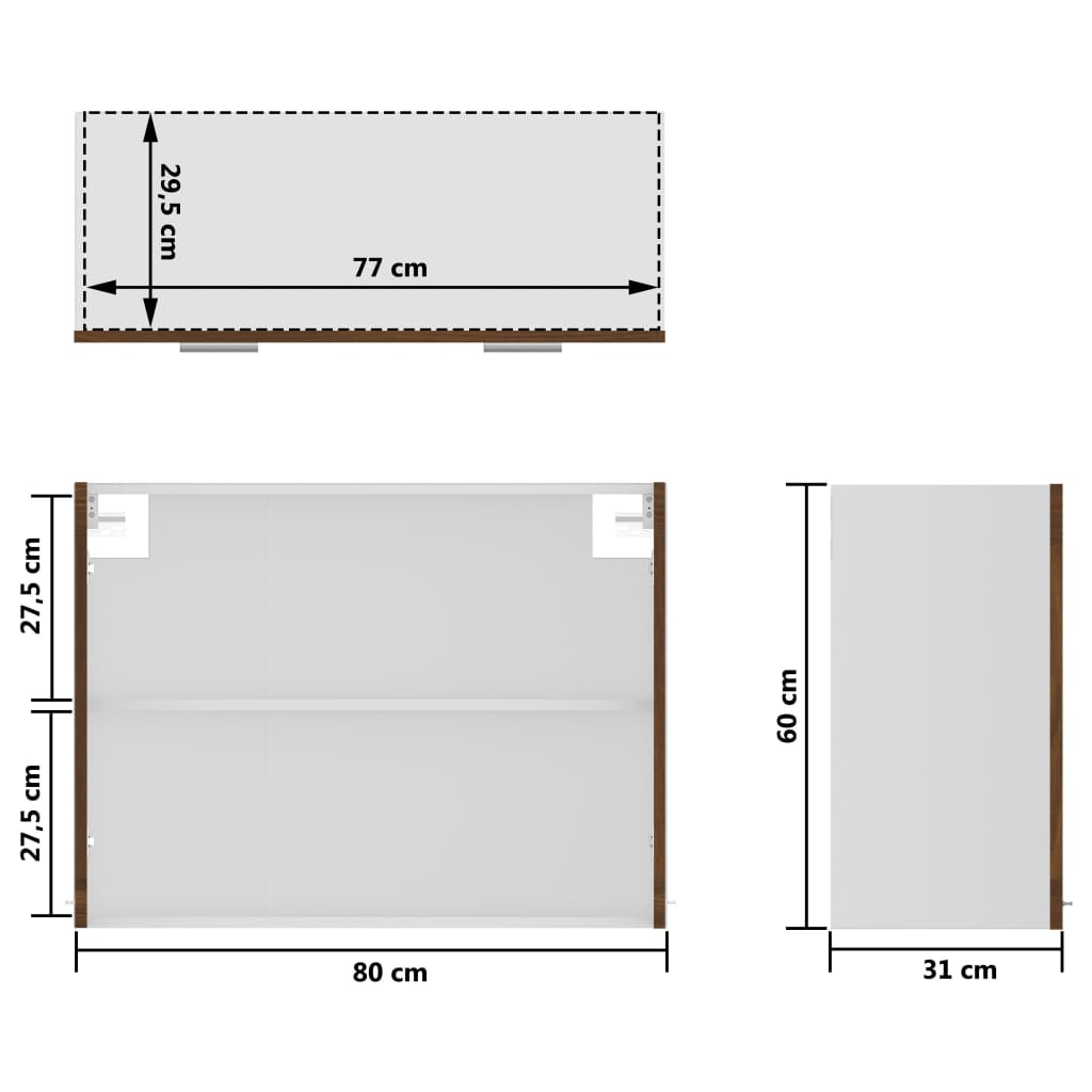 Pensile Vetro Rovere Marrone 80x31x60 cm in Legno Multistrato - homemem39