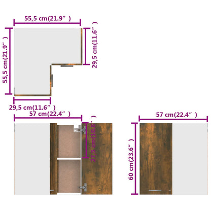 Mobile Pensile Angolo “Lyon” Rovere Fumo 57x57x60 cm - homemem39
