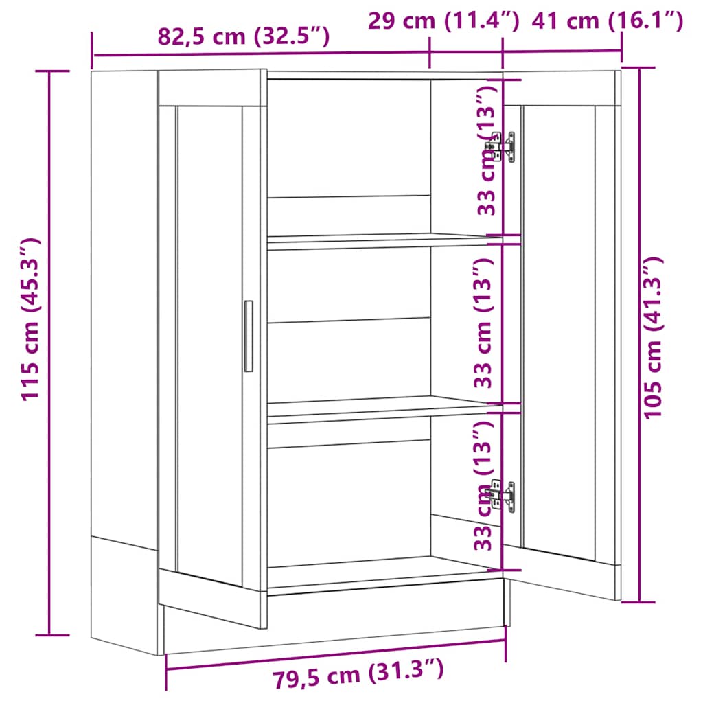 Mobile Vetrina Rovere Fumo 82,5x30,5x115cm in Legno Multistrato | homemem39