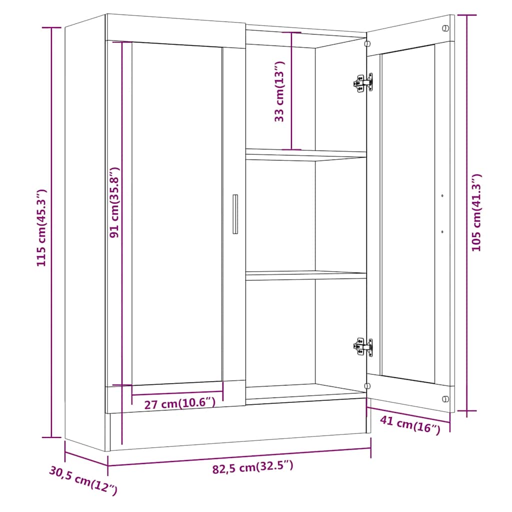Mobile Vetrina Grigio Sonoma 82,5x30,5x115 cm Legno Multistrato | homemem39