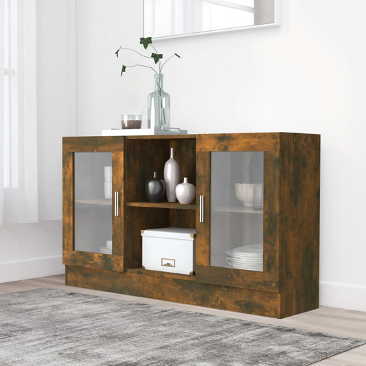 Mobile Vetrina Rovere Fumo 120x30,5x70 cm in Legno Multistrato - homemem39