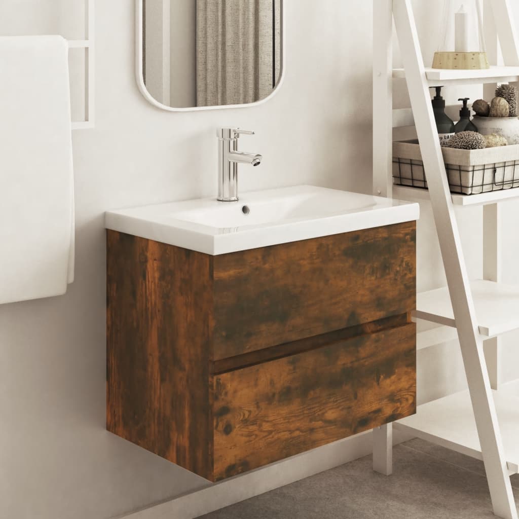 Mobile Lavabo Rovere Fumo 60x38,5x45 cm in Legno Multistrato | homemem39