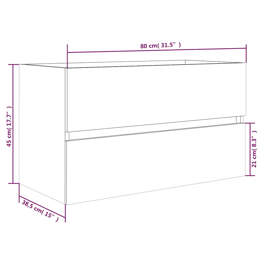 Mobile Sottolavabo Rovere Fumo 80x38,5x45 cm Legno Multistrato