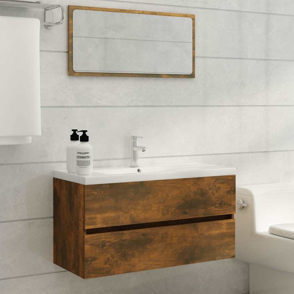 Mobile Sottolavabo Rovere Fumo 90x38,5x45 cm Legno Multistrato