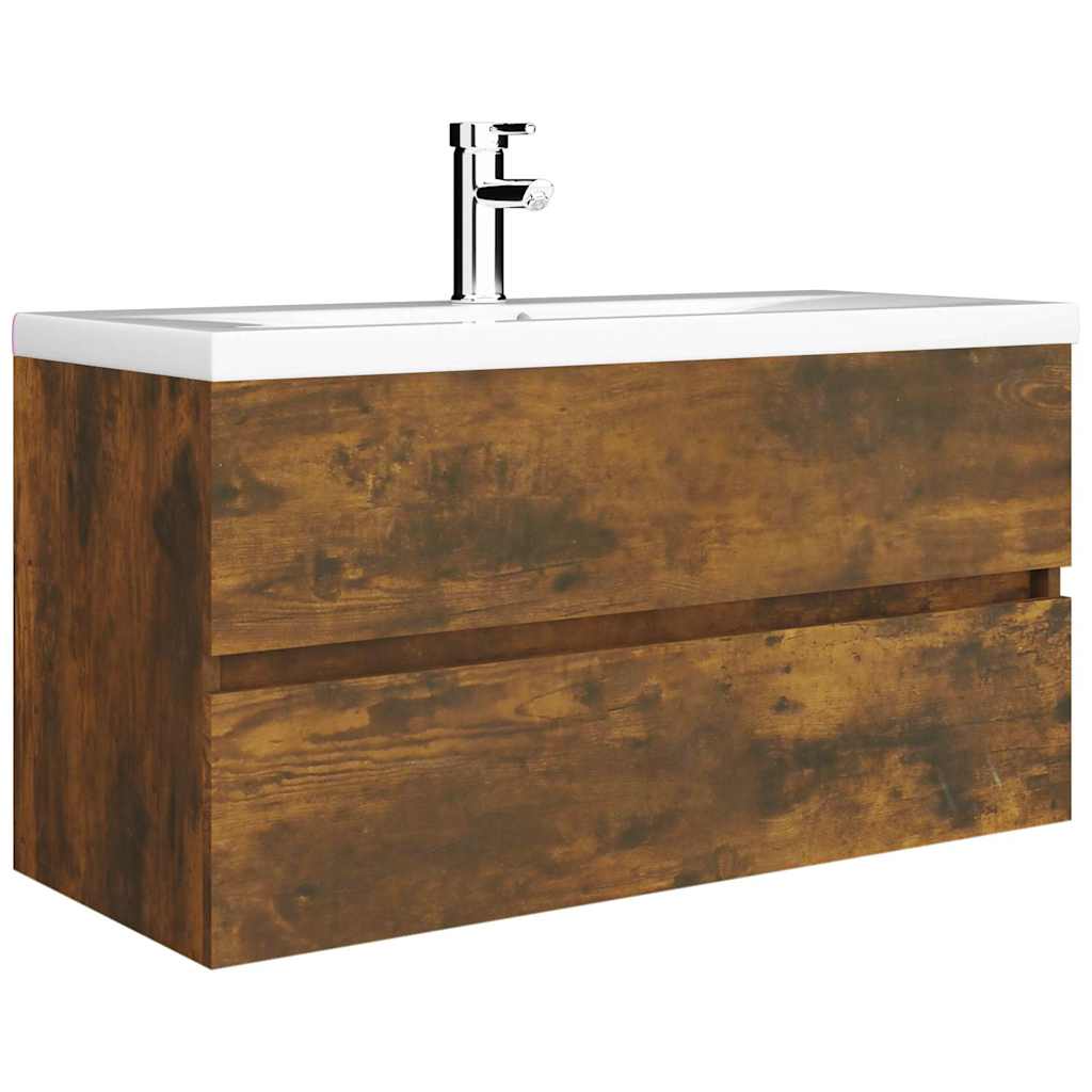Mobile Sottolavabo Rovere Fumo 90x38,5x45 cm Legno Multistrato