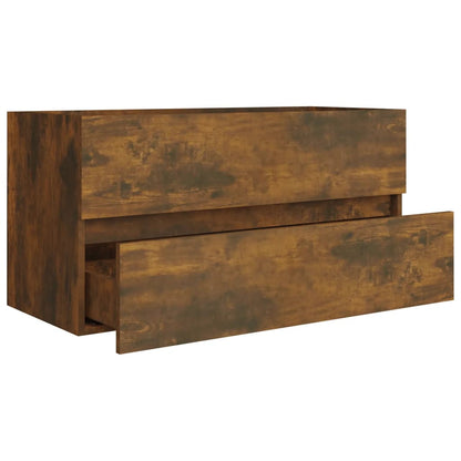 Mobile Sottolavabo Rovere Fumo 90x38,5x45 cm Legno Multistrato | homemem39