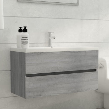 Mobile Sottolavabo Grigio Sonoma 90x38,5x45cm Legno Multistrato | homemem39