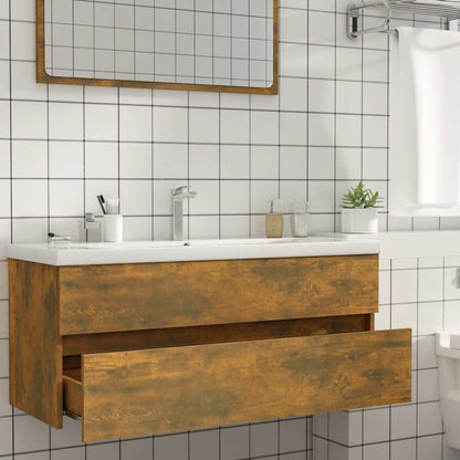 Mobile Lavabo Rovere Fumo 100x38,5x45 cm Legno Multistrato
