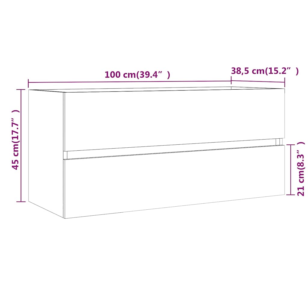 Mobile Lavabo Grigio Sonoma 100x38,5x45 cm in Legno Multistrato