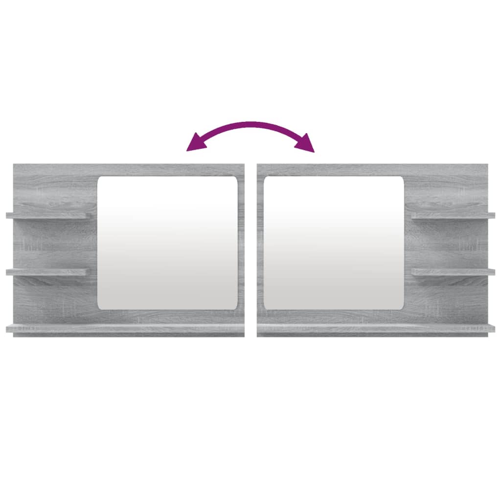Specchio da Bagno Grigio Sonoma 60x10,5x45 cm Legno Multistrato | homemem39