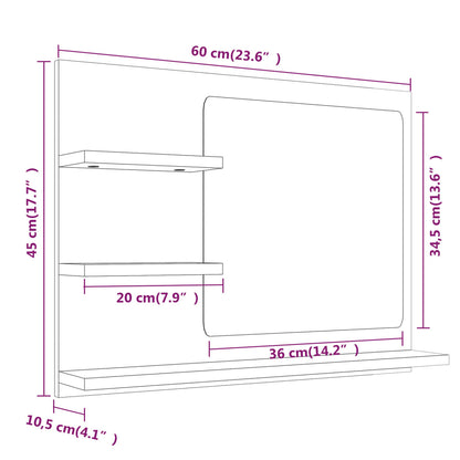 Specchio da Bagno Grigio Sonoma 60x10,5x45 cm Legno Multistrato | homemem39