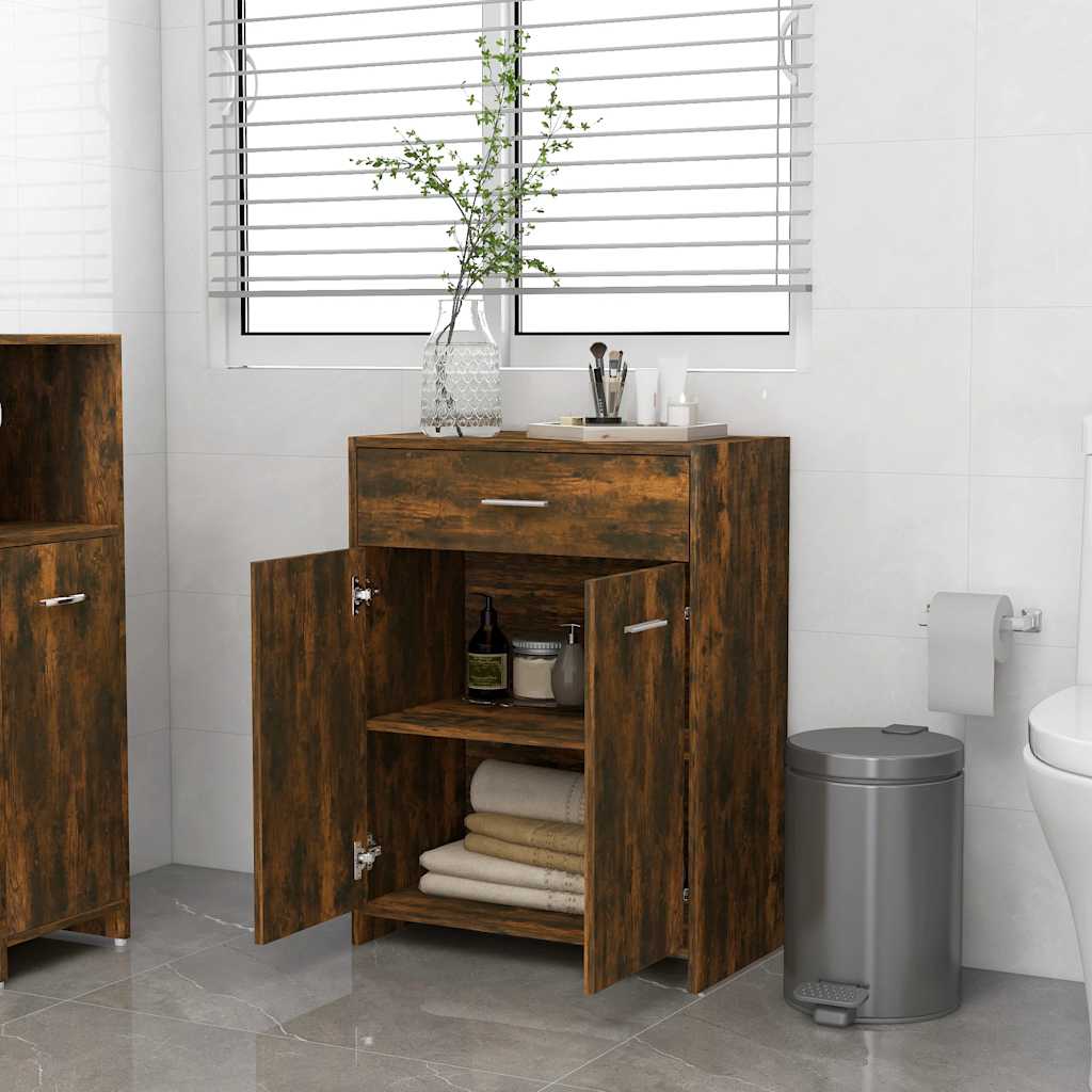 Armadietto Bagno Rovere Fumo 60x33x80 cm Legno tecnico | homemem39