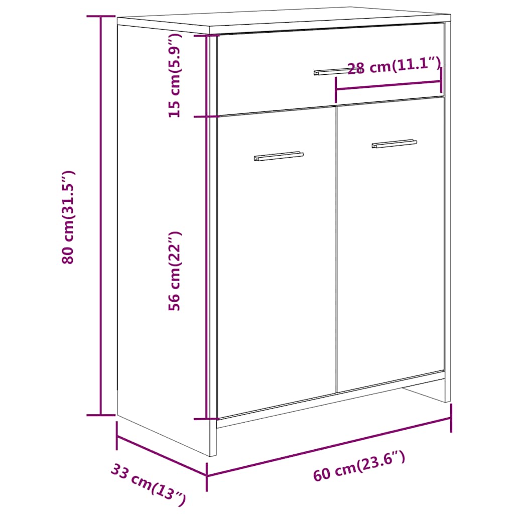 Armadietto Bagno Rovere Fumo 60x33x80 cm Legno tecnico | homemem39