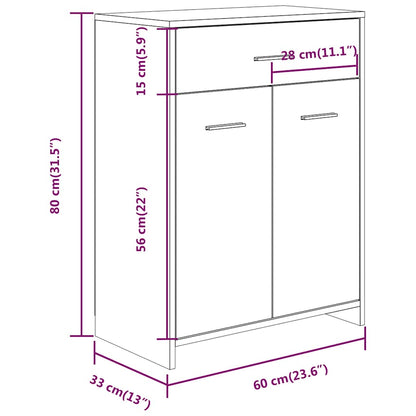 Armadietto Bagno Rovere Fumo 60x33x80 cm Legno tecnico