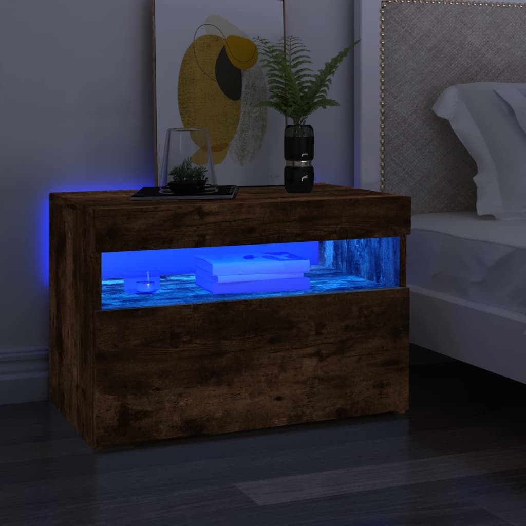 Mobile Porta TV con Luci LED Rovere Fumo 60x35x40 cm - homemem39