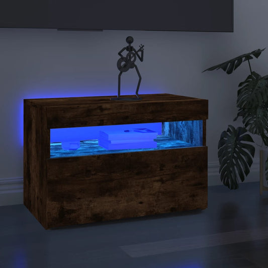 Mobile Porta TV con Luci LED Rovere Fumo 60x35x40 cm - homemem39