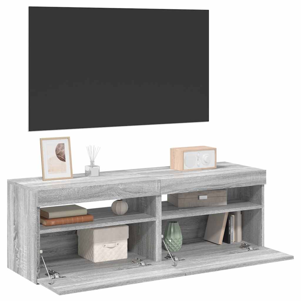 Mobili TV con Luci LED 2 pz Grigio Sonoma 60x35x40 cm - homemem39
