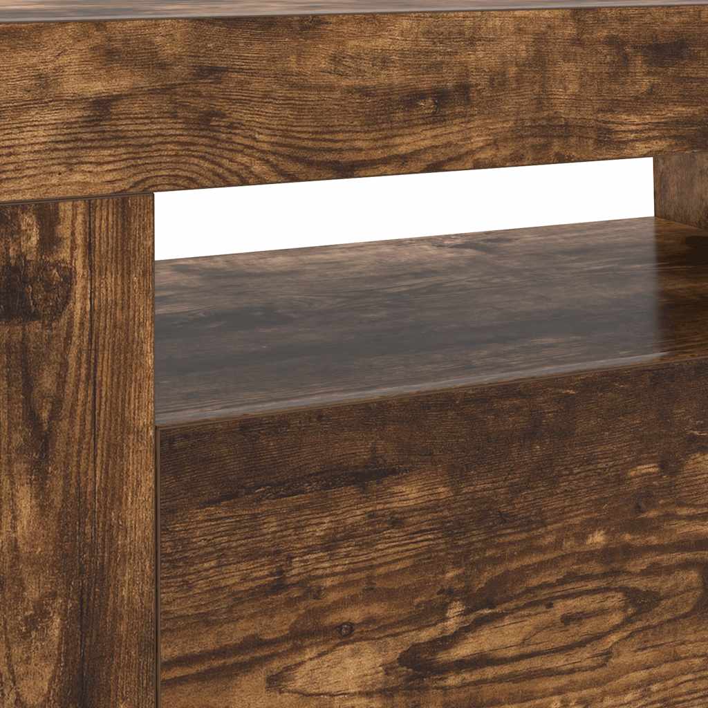 Mobile Porta TV con Luci LED Rovere Fumo 120x35x40 cm