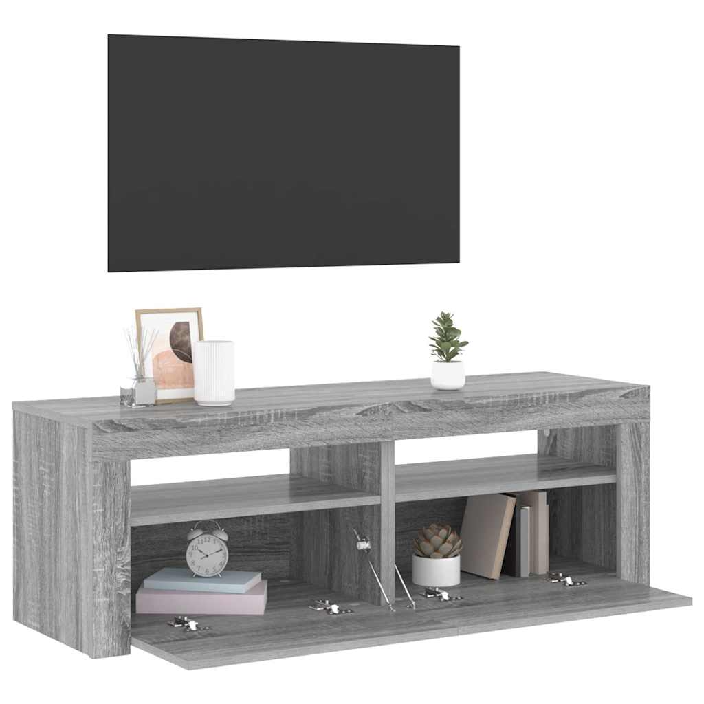 Mobile Porta TV con Luci LED Grigio Sonoma 120x35x40 cmcm