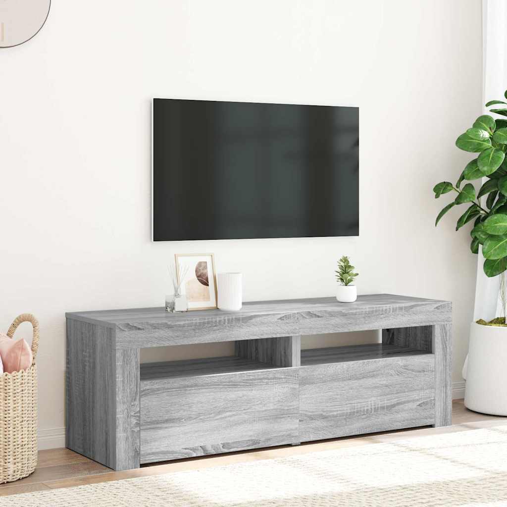 Mobile Porta TV con Luci LED Grigio Sonoma 120x35x40 cmcm