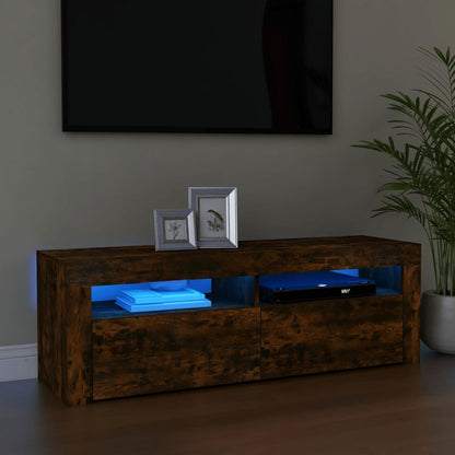 Mobile Porta TV con Luci LED Rovere Fumo 120x35x40 cm - homemem39