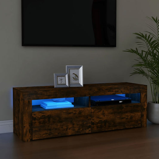 Mobile Porta TV con Luci LED Rovere Fumo 120x35x40 cm - homemem39