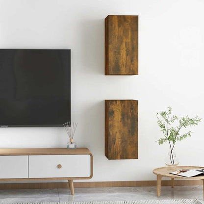 Mobili TV 2 pz Rovere Fumo 30,5x30x60 cm in Legno Multistrato - homemem39