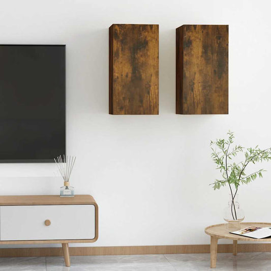 Mobili TV 2 pz Rovere Fumo 30,5x30x60 cm in Legno Multistrato - homemem39