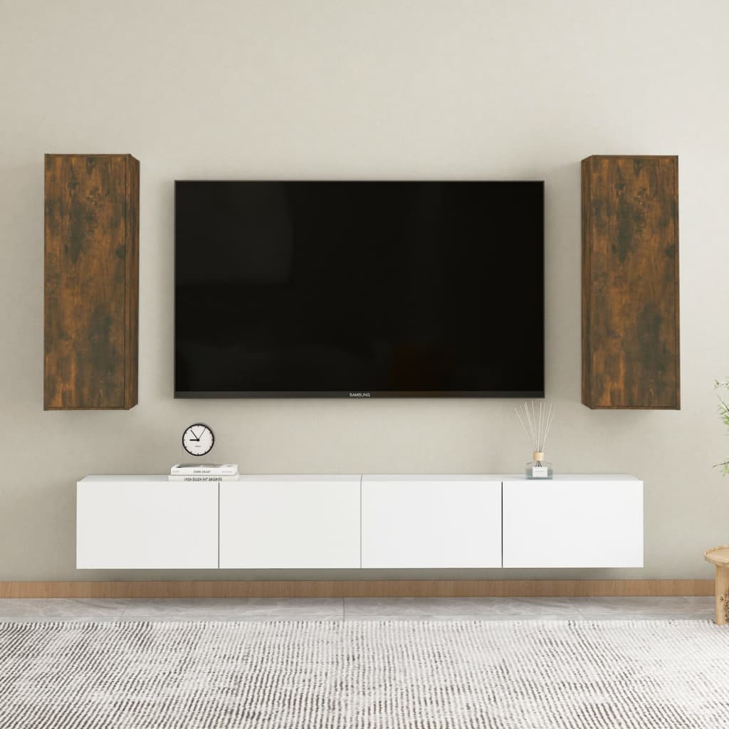 Mobili TV 2 pz Rovere Fumo 30,5x30x90 cm in Legno Multistrato - homemem39