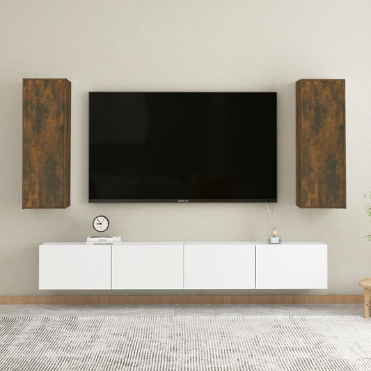 Mobili TV 2 pz Rovere Fumo 30,5x30x90 cm in Legno Multistrato - homemem39