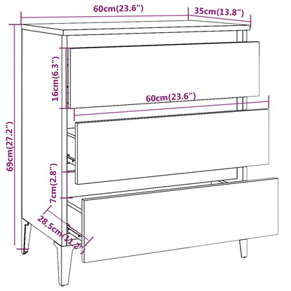 Credenza Rovere Marrone 60x35x69 cm in Legno Multistrato - homemem39