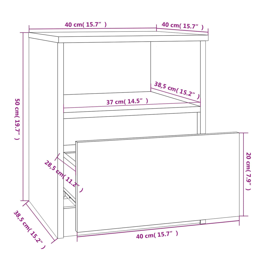 Comodini 2 pz Rovere Fumo 40x40x50 cm in Legno Multistrato - homemem39
