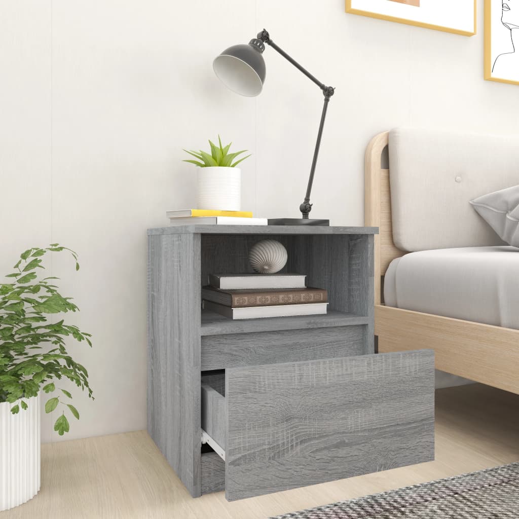 Comodini 2 pz Grigio Sonoma 40x40x50 cm in Legno Multistrato