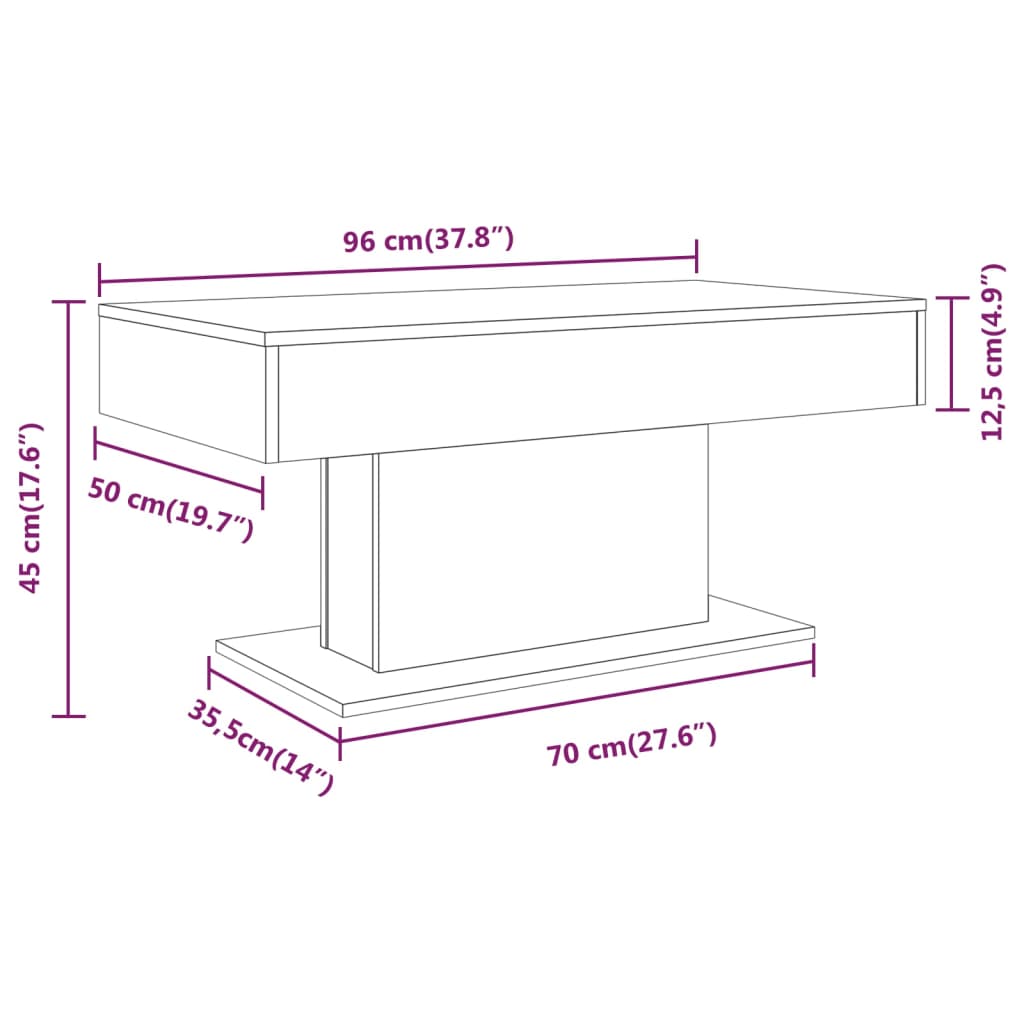 Tavolino da Salotto Grigio Sonoma 96x50x45 cm Legno Multistrato | homemem39