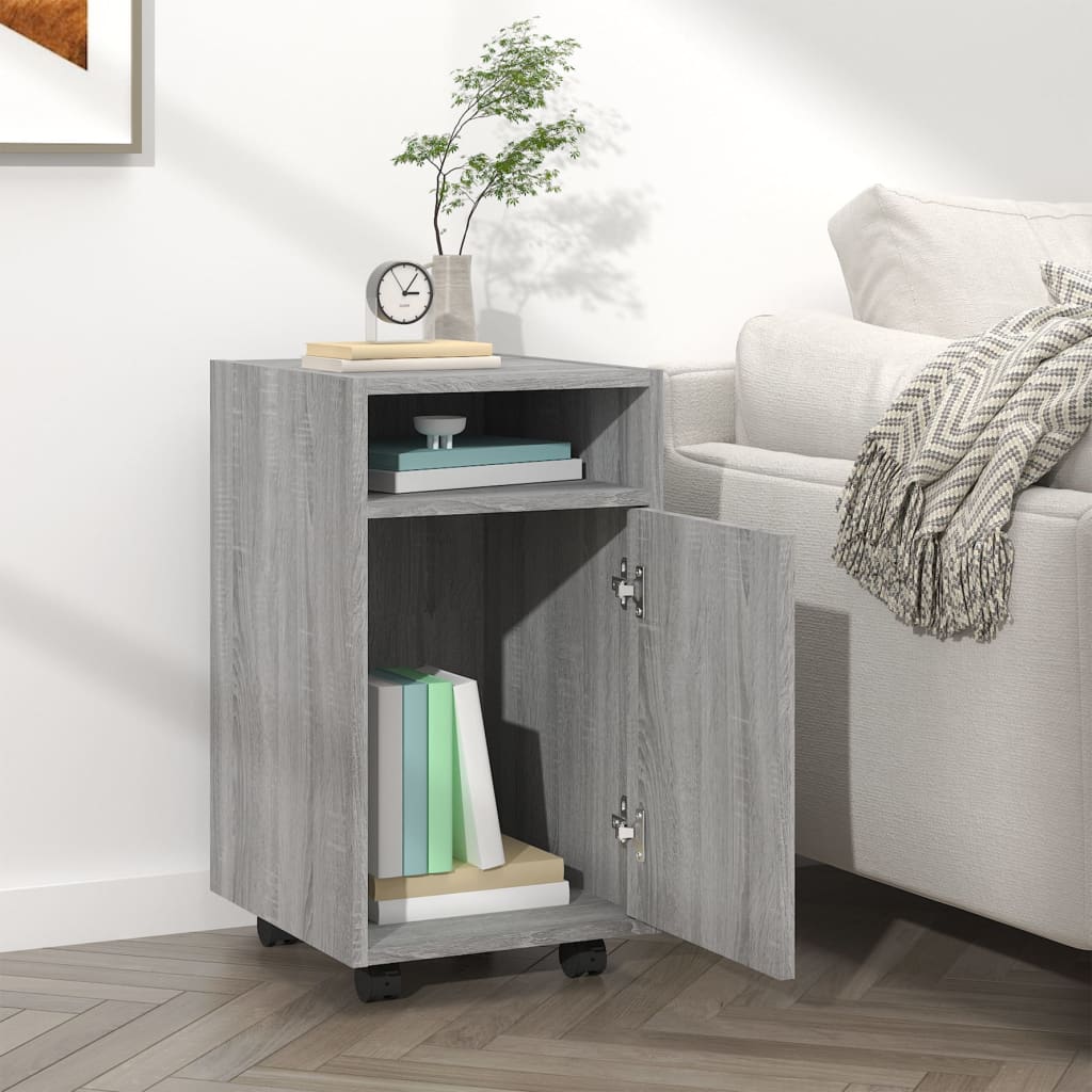 Mobiletto con Ruote Grigio Sonoma 33x38x60 cm Legno Multistrato | homemem39