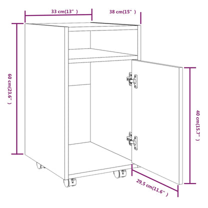Mobiletto con Ruote Grigio Sonoma 33x38x60 cm Legno Multistrato | homemem39